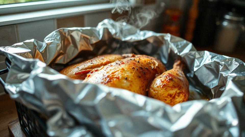 W jaki sposób przykrycie potrawy folią aluminiową chroni przed przypalaniem?